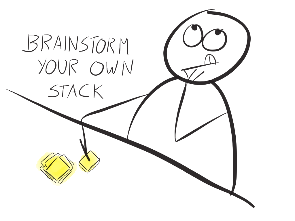 Person writing ideas on sticky notes