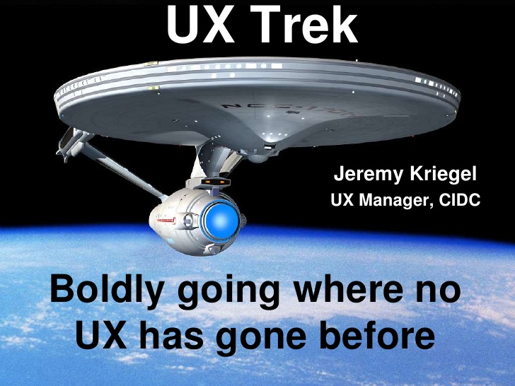 Title of the talk over the Starship Enterprise soaring through space